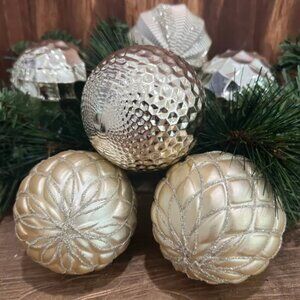 Gold Christmas Ornaments Shatterproof Holiday Decorations 12 Count
